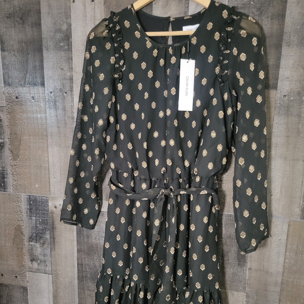 Calvin Klein black and gold dress